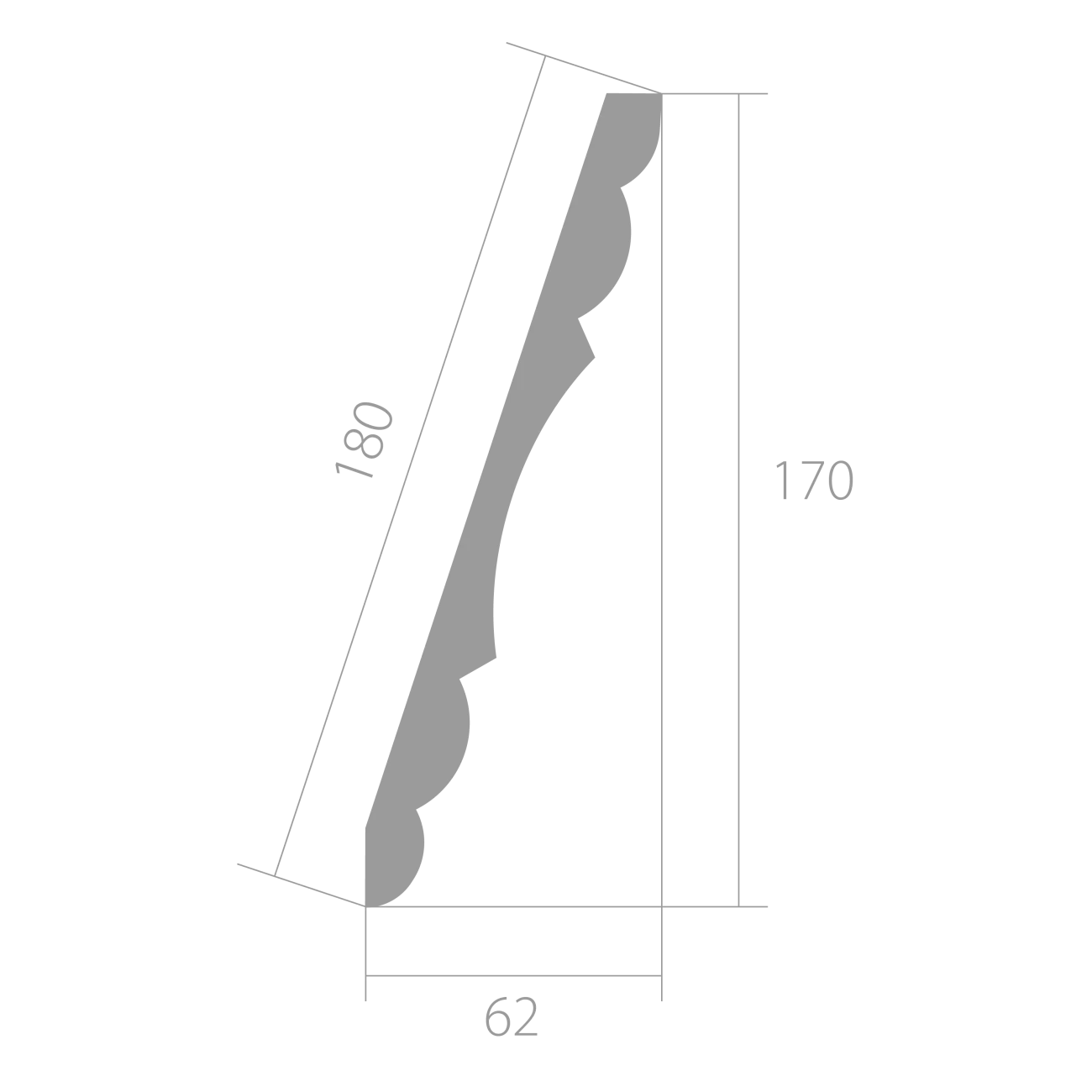 Потолочный плинтус под покраску Ultrawood CR 0022 i 2000×62×170